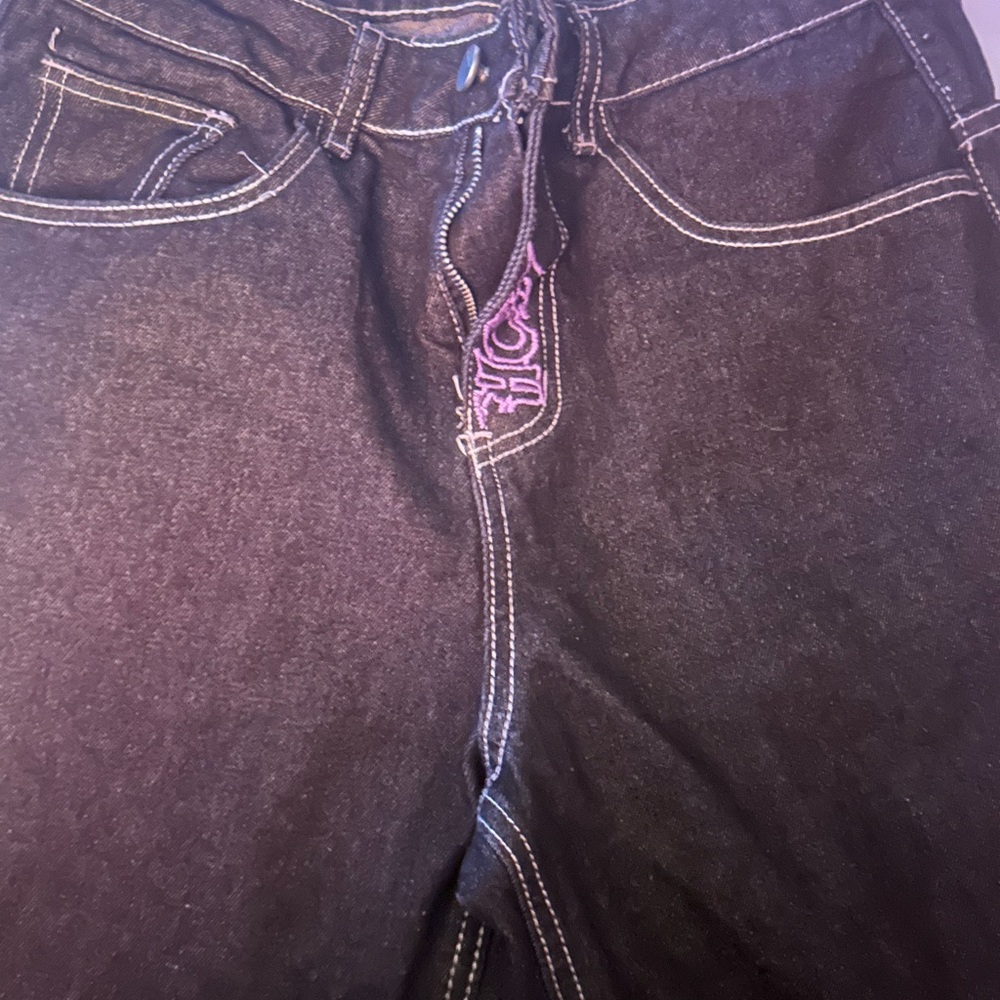 Black Denim Jeans with White Stitching
